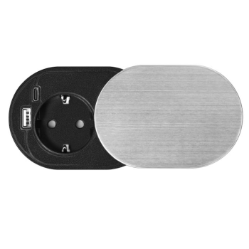 GNIAZDO MEBLOWE ORNO OR-GM-9042(GS)/G Ø6cm KABEL 1,9m 2xUSB SCHUKO